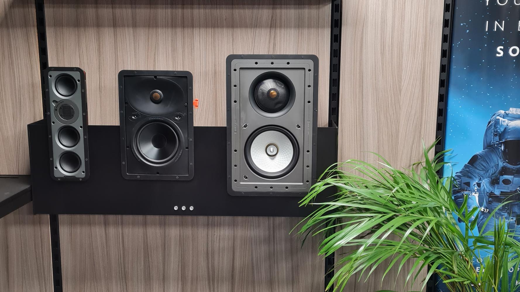 Three in wall speakers in AV shop