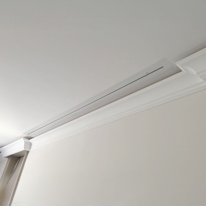 In-ceiling projector screen when retracted